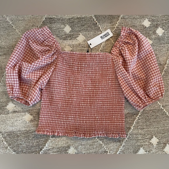 BB Dakota Steve Madden, NWT, Gingham Top in Rose Blush, Medium, MSRP $69 - Picture 2 of 5
